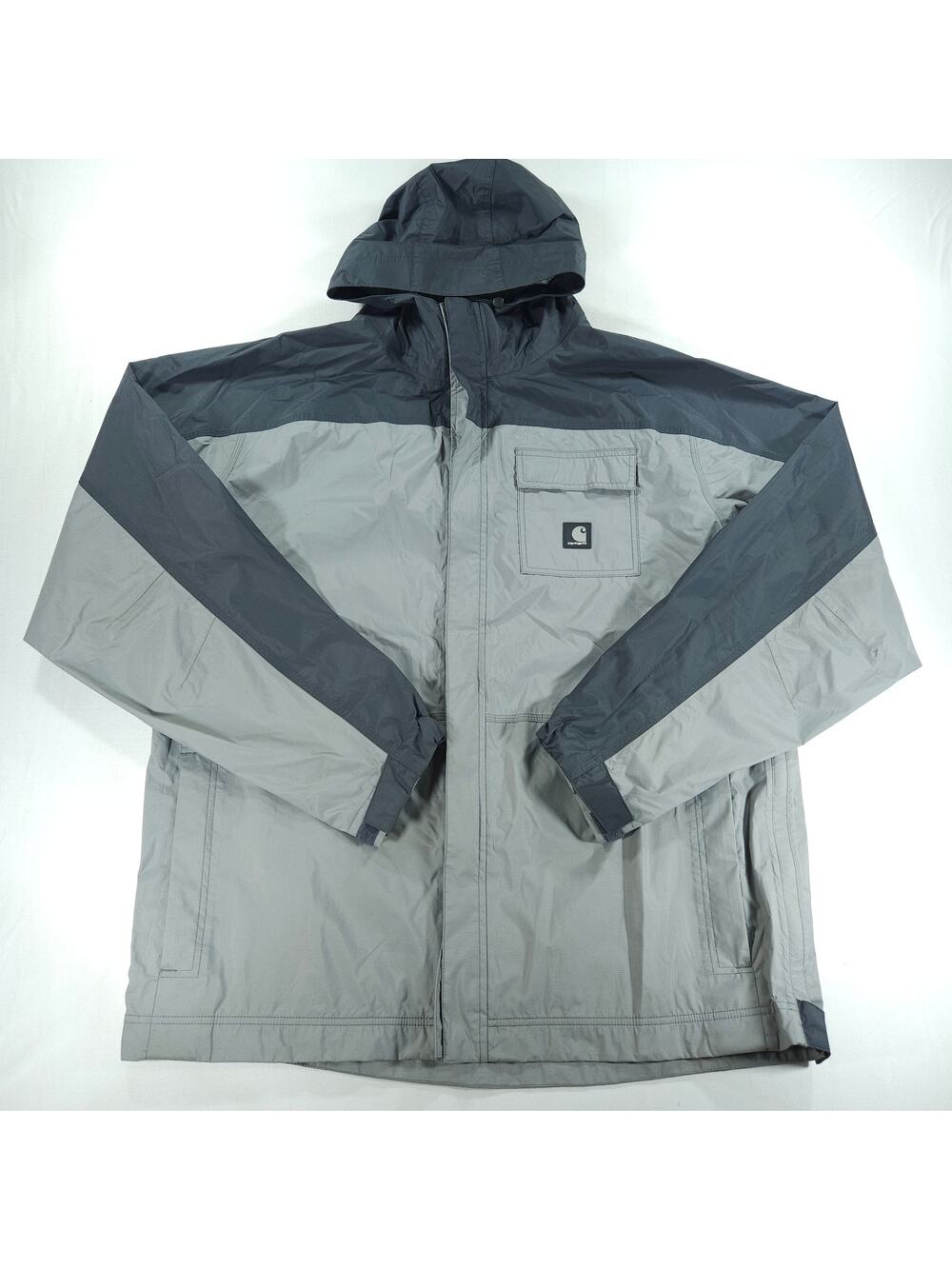 Carhartt Huron Rain Jacket Men XL Tall Gray Waterproof Nylon Hooded 100265